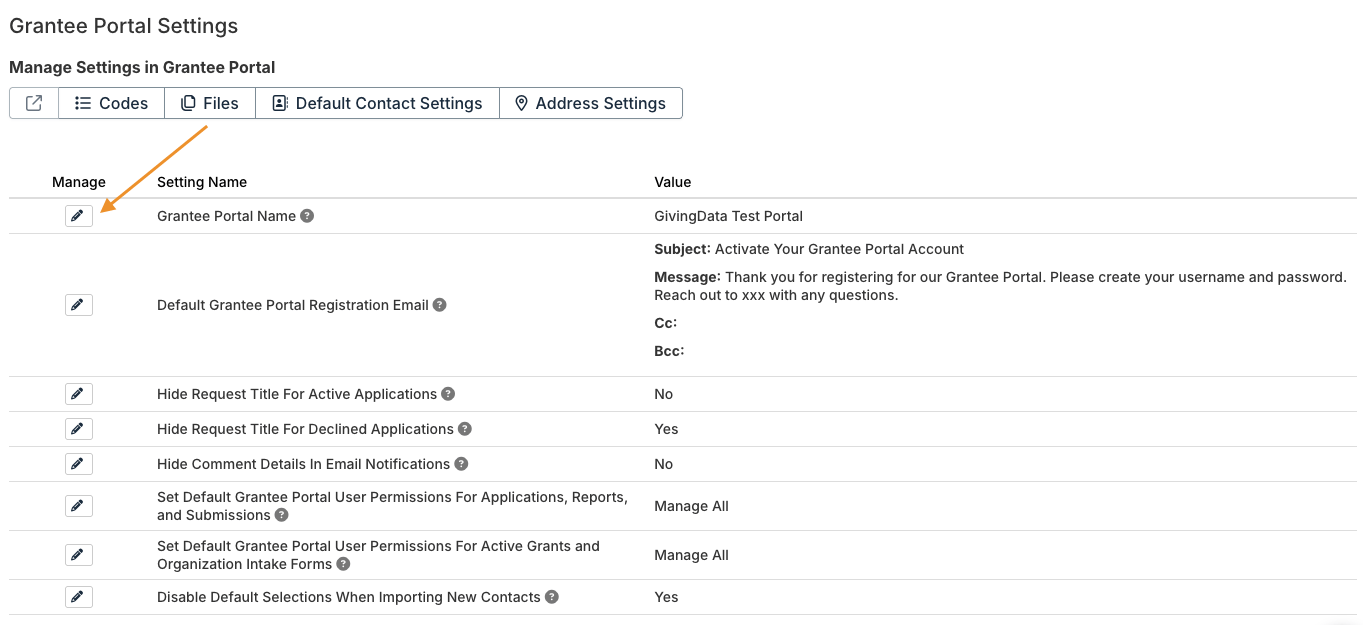 Grantee Portal Setup
